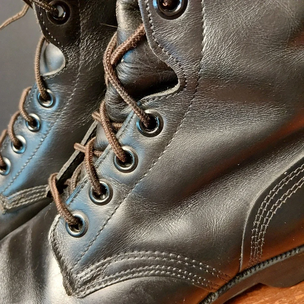 Vintage 1975 Ro-Search US Military Combat Boots Black Leather Mens 9 R 1-75